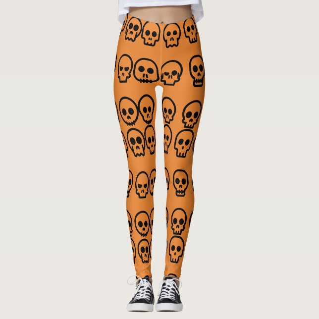 Leggings Pequeño modelo del naranja de la calabaza de los (Anverso)