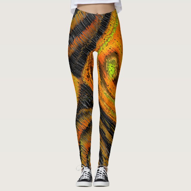 Leggings Pequeno mosaico amarelado transversal e deformado (Anverso)