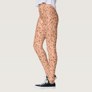 Leggings Pequeño patrón rosa rojo marrón crema lindo