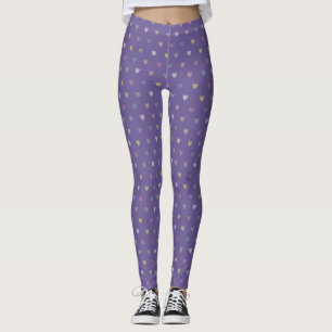 Leggings Pequeños corazones de polka en morado ultrvioleta