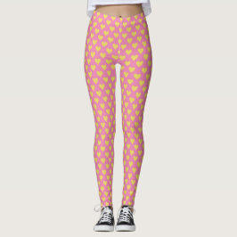 Leggings Pequeños corazones Piernas amarillas rosadas
