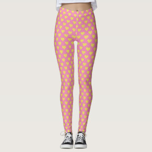 Leggings Pequeños corazones Piernas amarillas rosadas