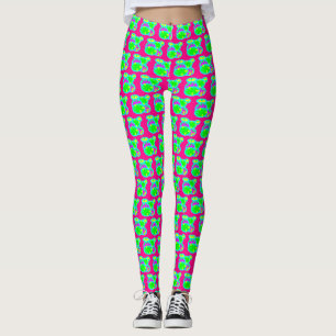 Leggings Pequeños estampados en verde lima rosa y limón