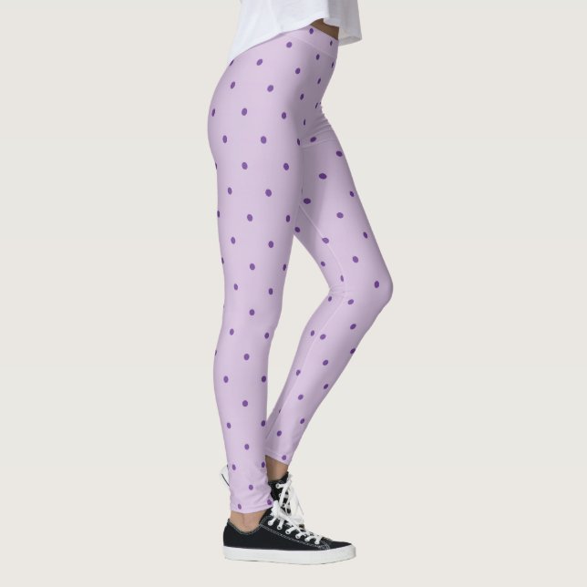 Leggings Pequeños puntos púrpura de polka en morado claro (Derecha)