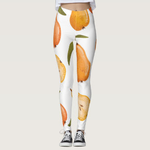 Leggings Peras Amarillas: Fondo Blanco Sin Margen.
