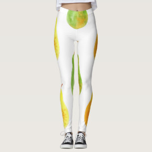 Leggings Peras dibujadas a mano, imagen de la comida acuare