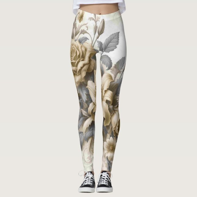 Leggings Perfección floral amarilla antigüa (Anverso)