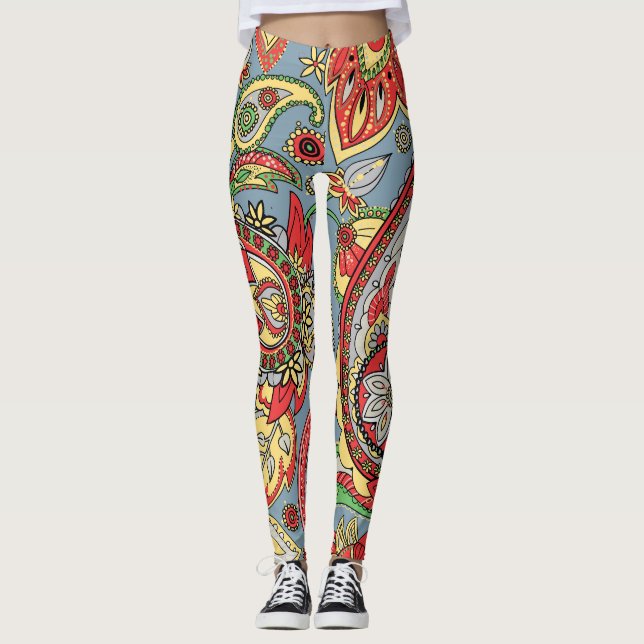 Leggings Perfección Paisley: Patrón de cosecha oriental (Anverso)