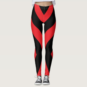 Leggings Perforación de rayas de rayas rojas y negras