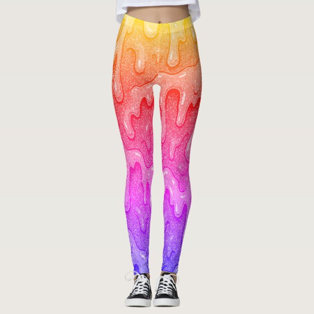 Leggings Perforación deslizante de gradiente de arco iris (Anverso)