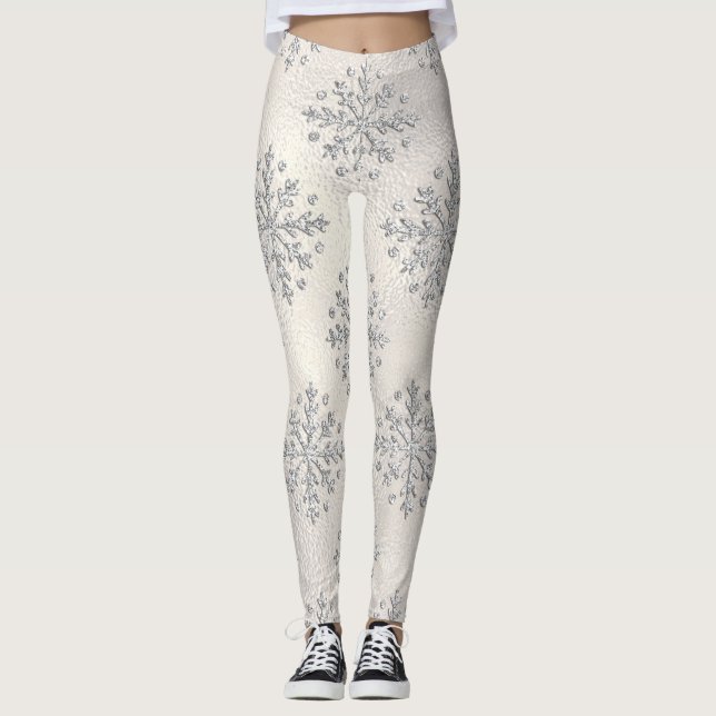 Leggings Perla de los Navidades de nieve de plata (Anverso)
