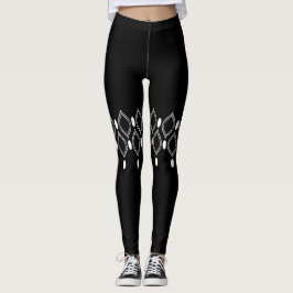 Leggings Perlas Art Deco Patrón Blanco Y Negro
