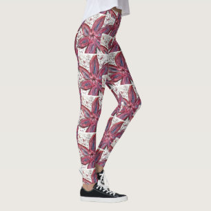 Leggings Perpules y magenta florales de las piernas