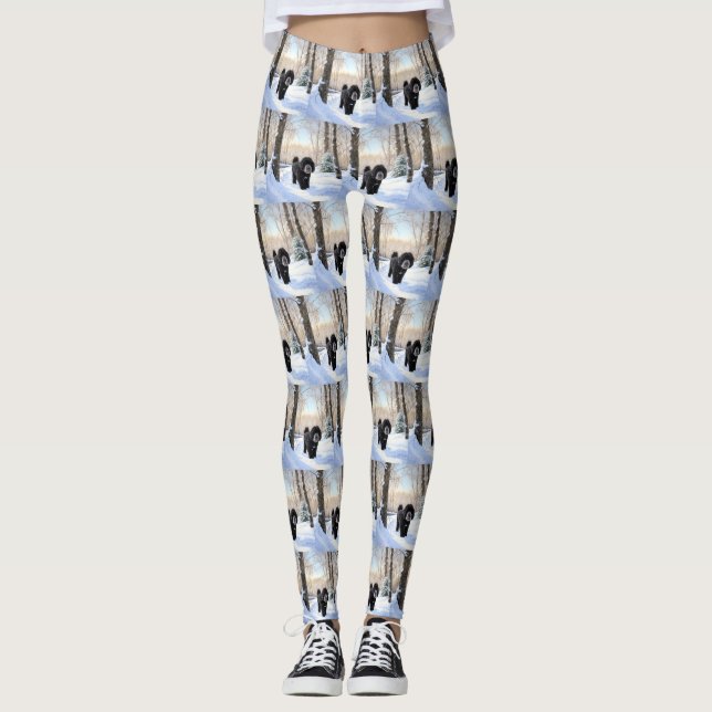 Leggings Perro acuático portugués deja que nieve Navidades (Anverso)