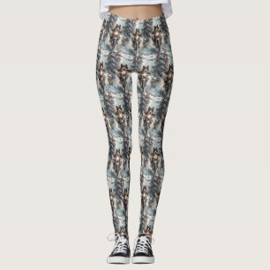Leggings Perro Akita Americano Montando Motocicleta Navidad