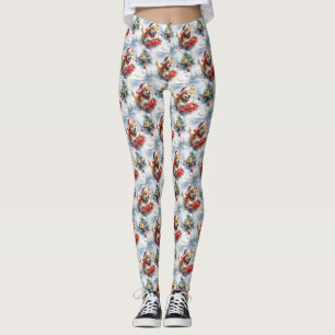 Leggings Perro Akita con manchas deja que nieve Navidades