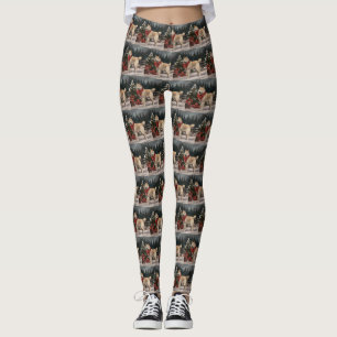Leggings Perro Akita en Navidades de nieve