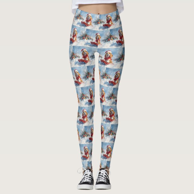 Leggings Perro Beagle con manchas y Navidades de nieve (Anverso)