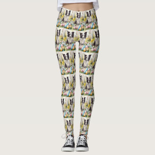 Leggings Perro Border Collie con huevos de Pascua Fiesta 