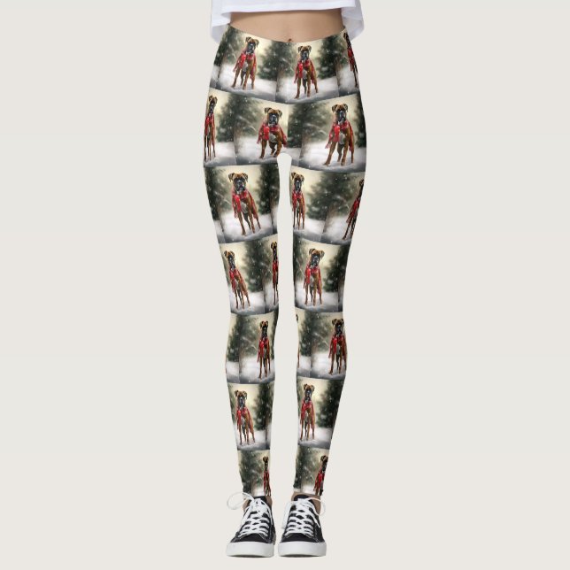 Leggings Perro Boxer en Navidades de Nieve (Anverso)