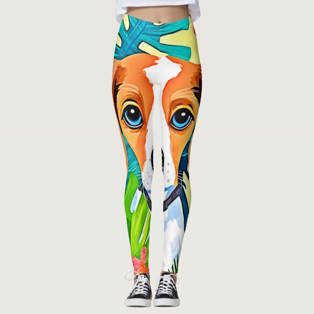 Leggings Perro Brillante con Flores (Anverso)