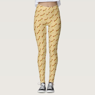 Leggings Perro caliente con Mostaza Amarillo Hotdog de comi