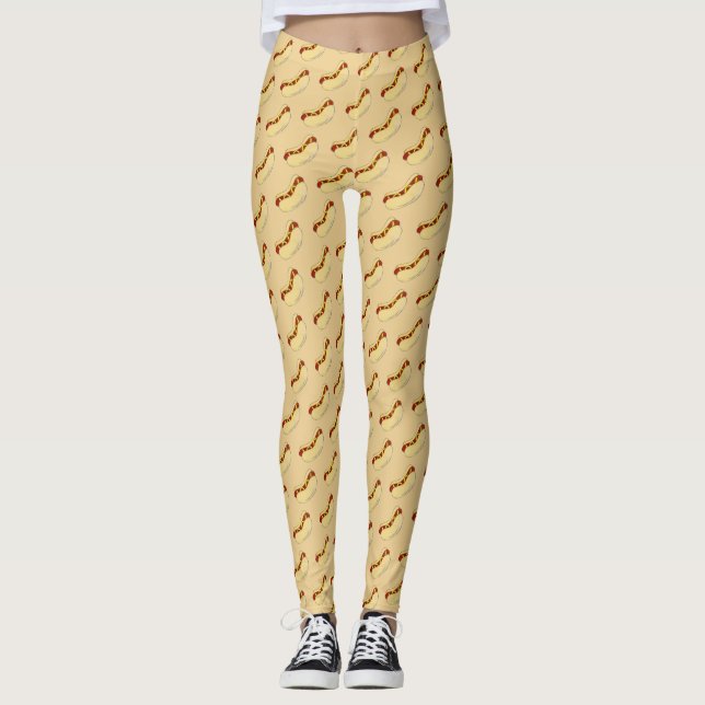Leggings Perro caliente con Mostaza Amarillo Hotdog de comi (Anverso)