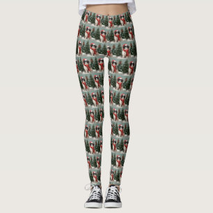 Leggings Perro chino chino en Navidades de nieve