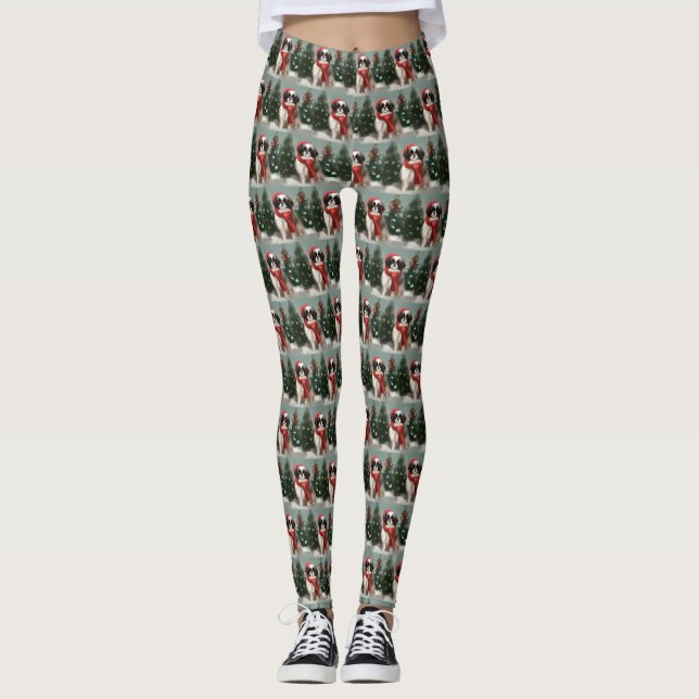 Leggings Perro chino chino en Navidades de nieve (Anverso)