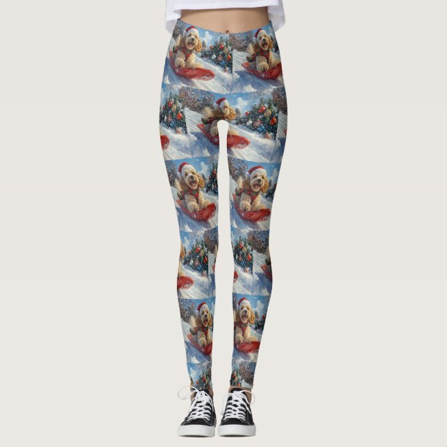 Leggings Perro Cocker Spaniel en Trineo Deja que Nieve Navi (Anverso)