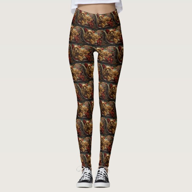 Leggings Perro Cocker Spaniel Navideño Festivo (Anverso)