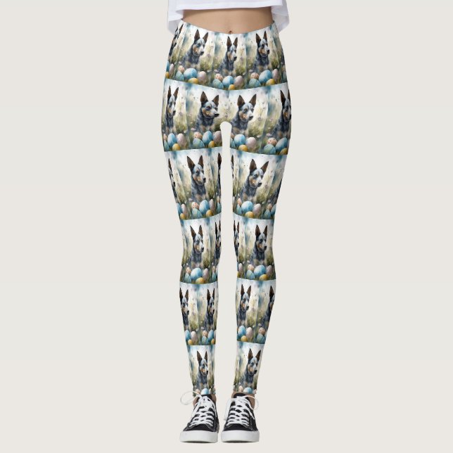 Leggings Perro con Heeler Azul en vacaciones de huevos de P (Anverso)