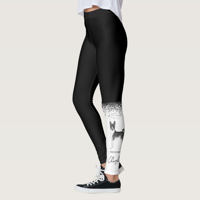 Leggings Perro Cute Basenji En Blanco Y Negro Y Personaliza (Izquierda)