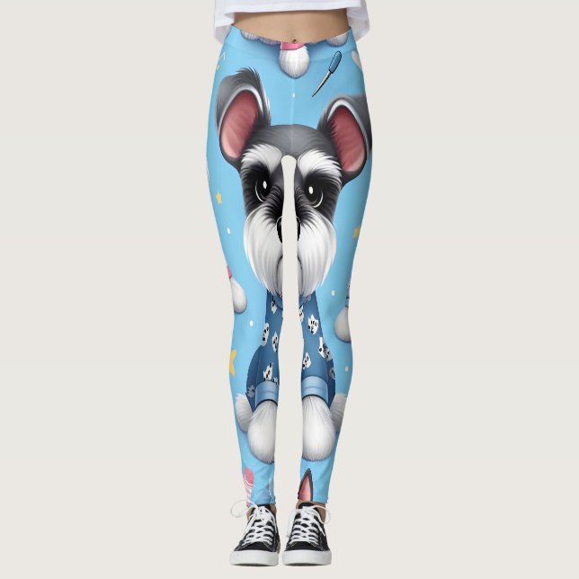 Leggings Perro Cuto Del Patrón Animal Schnauzer (Anverso)