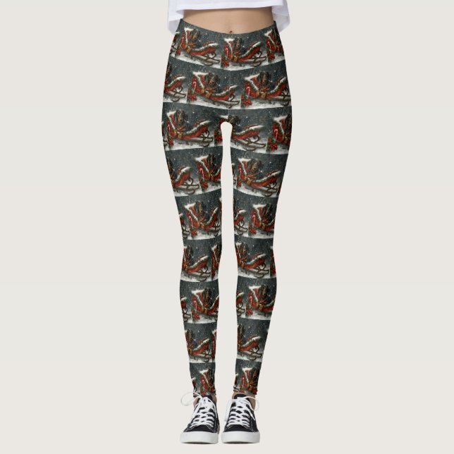Leggings Perro Dachshund Navidad Festiva (Anverso)
