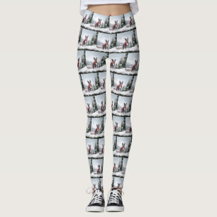 Leggings Perro de Boston Terrier en Navidades de Nieve