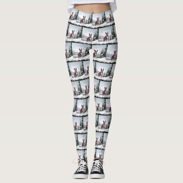 Leggings Perro de Boston Terrier en Navidades de Nieve (Anverso)