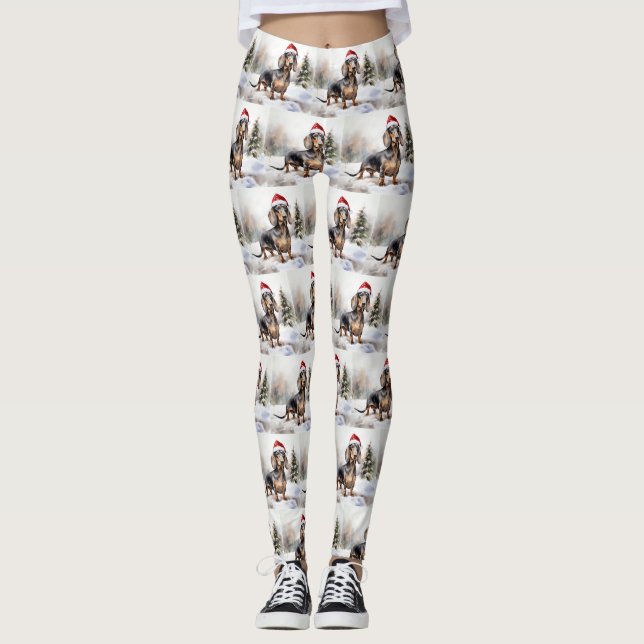 Leggings Perro de Dachshund en Navidades de nieve (Anverso)