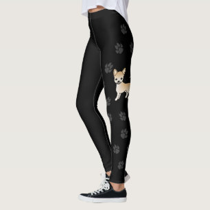 Leggings Perro de dibujos animados Chihuahua de capa lisa c