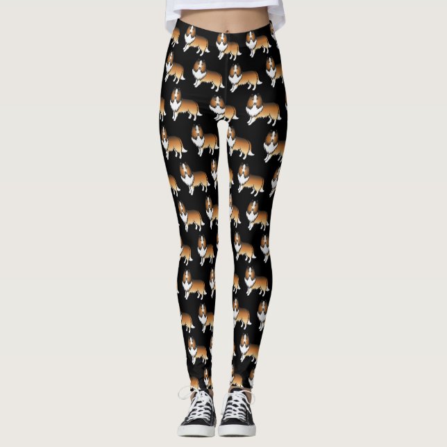 Leggings Perro de dibujos animados de Sable Shetland Sheepd (Anverso)