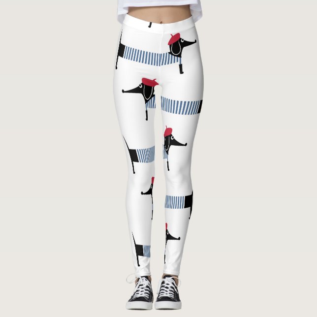 Leggings Perro de estilo francés, patrón personalizado. (Anverso)