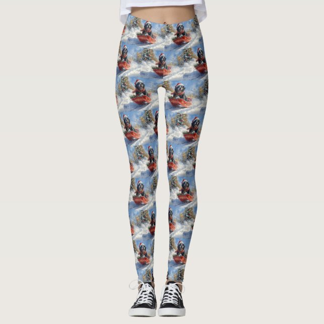 Leggings Perro de Terranova en manga deja que nieve Navidad (Anverso)