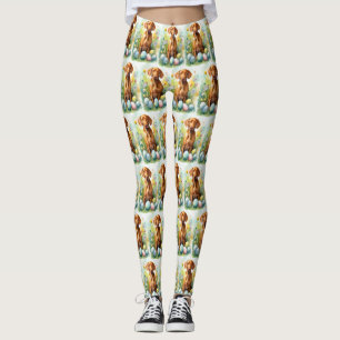 Leggings Perro de Vizsla con festividad de huevos de Pascua