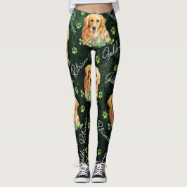 Leggings Perro del golden retriever, hojas del eucalipto,