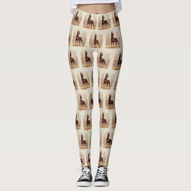 Leggings Perro Doberman Pinscher Marrón Óxido Rojo (Anverso)