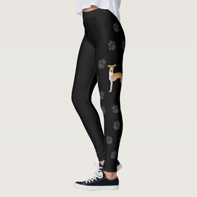 Leggings Perro Galgo Italiano Fawn y Blanco con Patas (Izquierda)