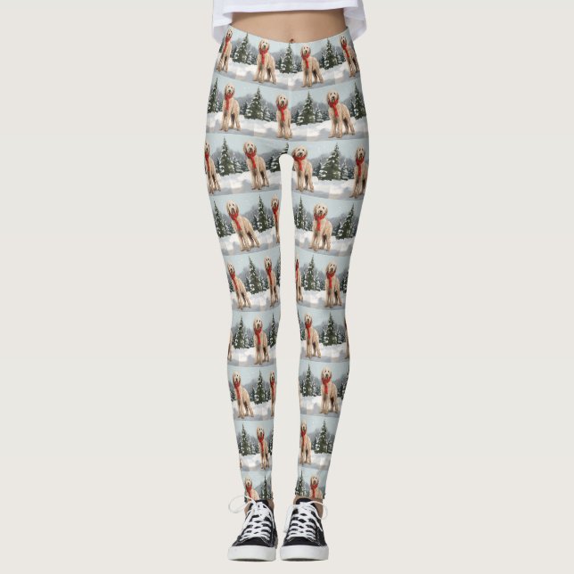 Leggings Perro Goldendoodle en Navidades de Nieve (Anverso)