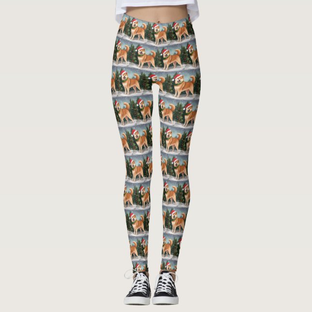 Leggings Perro Inu Shiba en Navidades de Nieve (Anverso)
