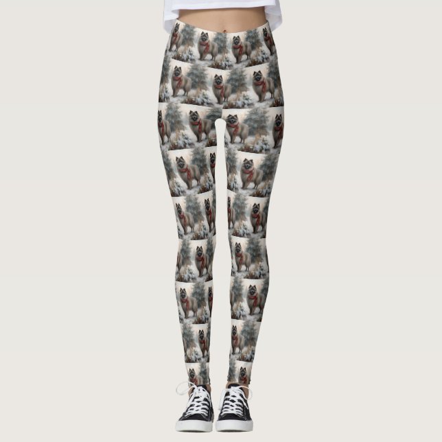 Leggings Perro Keeshond en Navidades de nieve (Anverso)