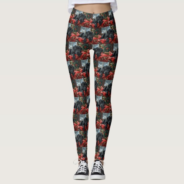 Leggings Perro Labrador Negro Navidad Festiva (Anverso)